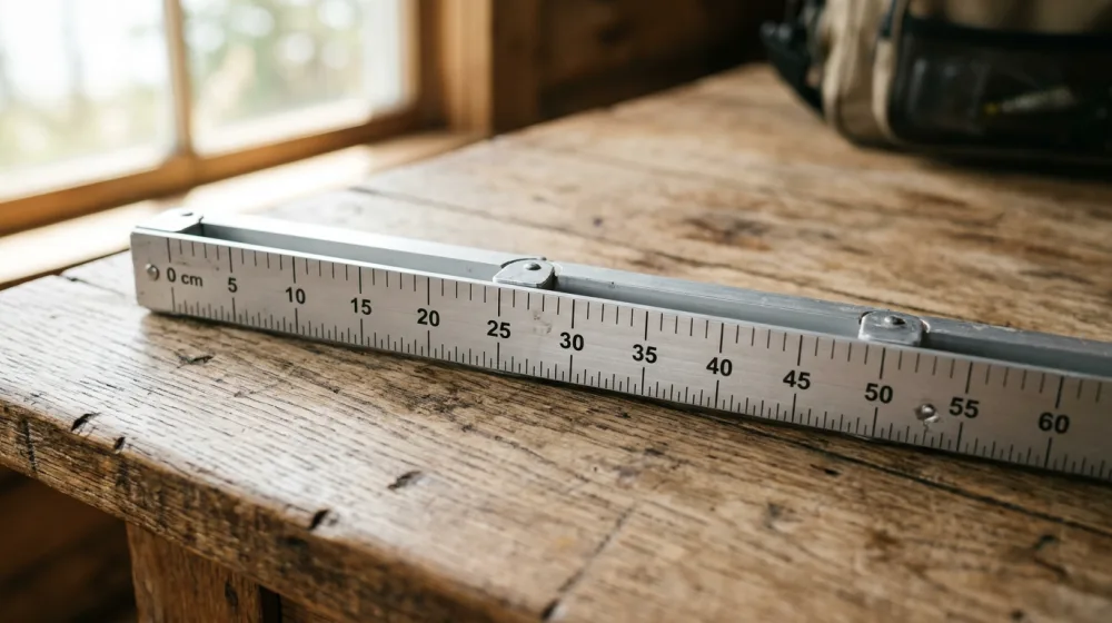 Wędkarska miarka aluminiowa, ilustracja do sekcji o pomiarze długości ryby przy rekordach